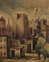 DOX THRASH (1893 - 1965) Untitled (Street Scene with View of City Hall/View of Center City).